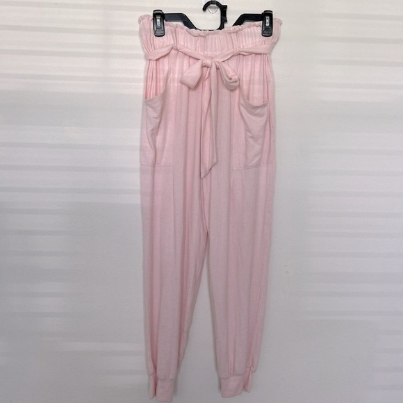 𝅺GIBSONLOOK fleece Joggers paperbag pants pink MEDIUM Cozy Pockets NEW - Picture 2 of 8
